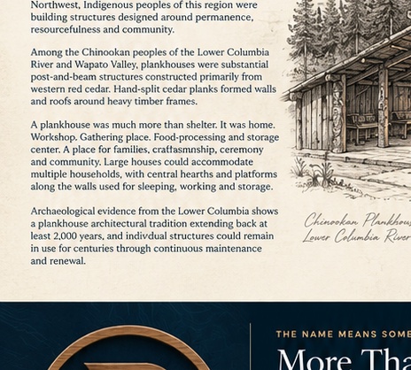 Architectural sketch of a traditional Northwest plankhouse
